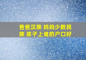 爸爸汉族 妈妈少数民族 孩子上谁的户口好